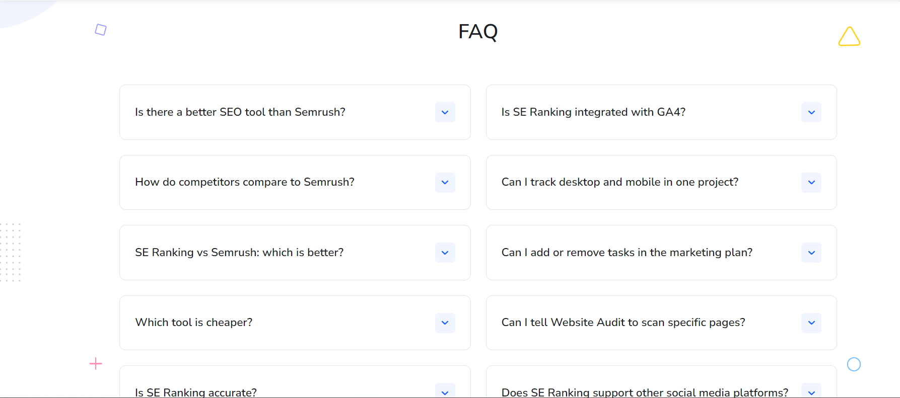 Adding FAQs to a competitor comparison page