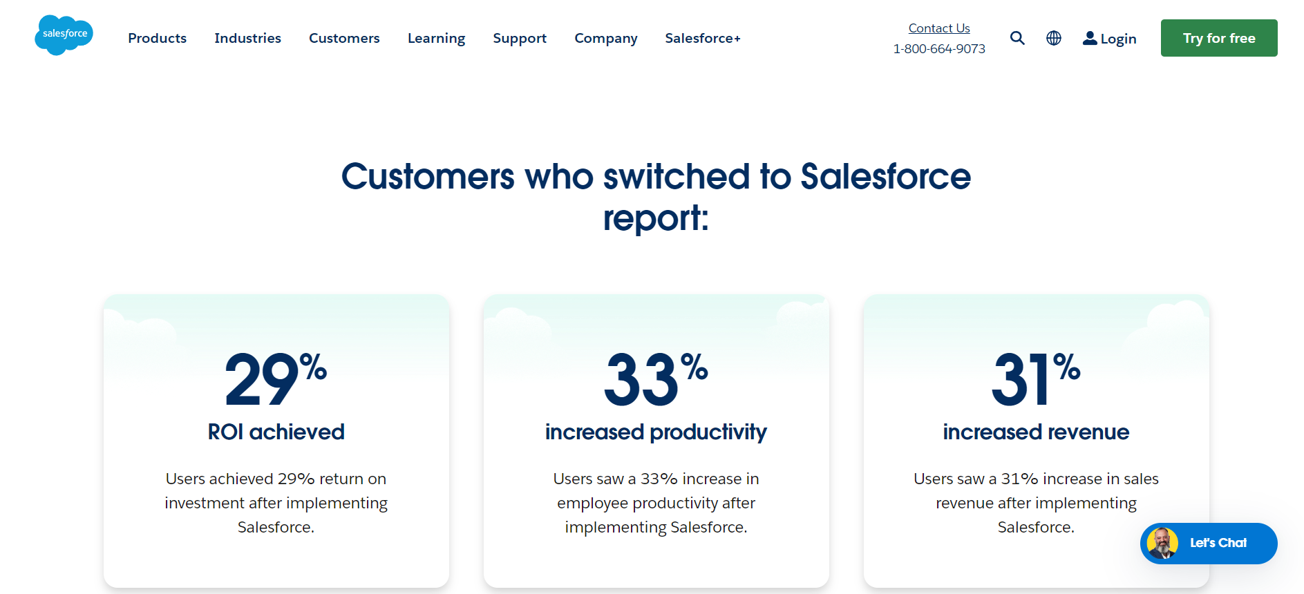 Competitor Comparison Example: Salesforce adding data to their page