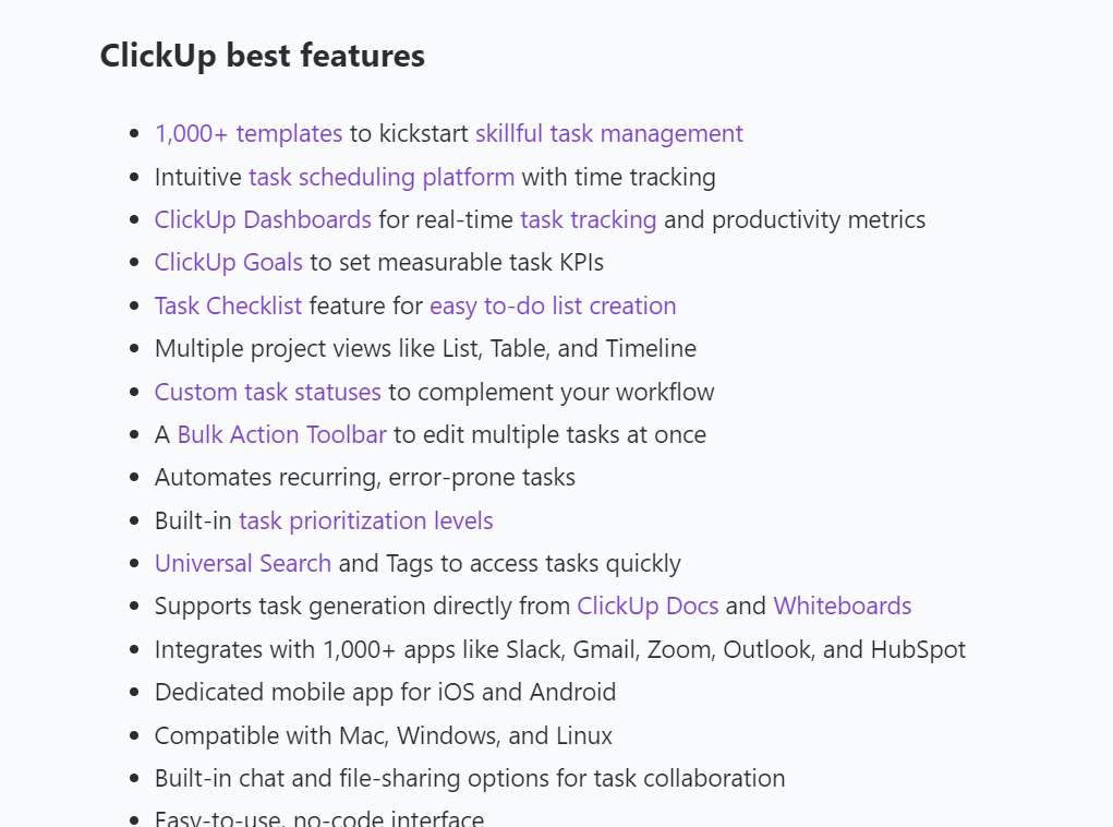 Create a Section Explaining Each Product’s Features