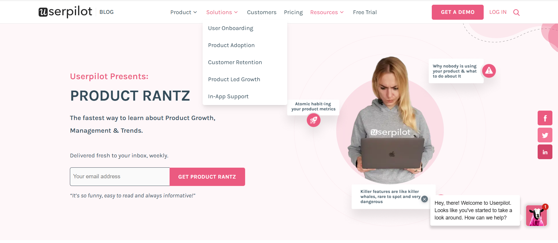 SaaS product page example